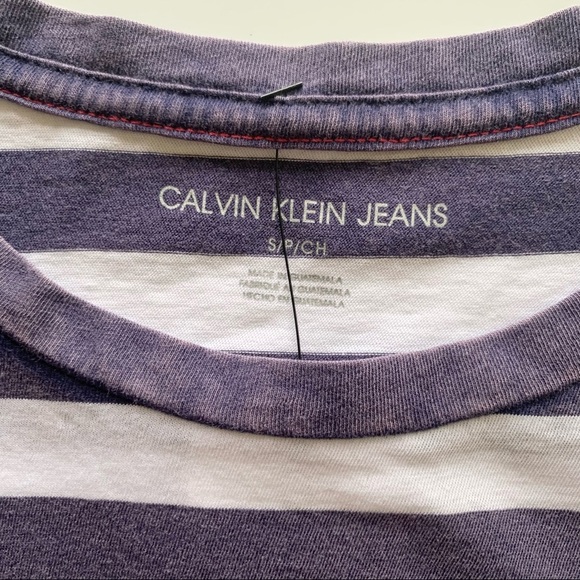 🌸New🌸 Calvin Klein Jeans Striped Crop Tee S NWT - Picture 3 of 7